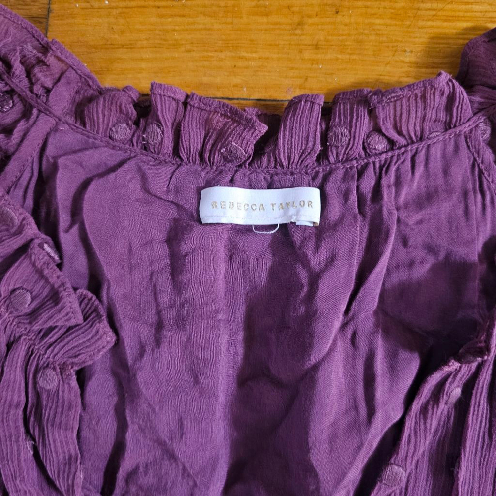 Rebecca Taylor Plum Polka Dot Dress Size 12 - Picture 5 of 8